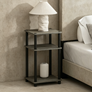 White Three-Tier Side Table with Open Storage