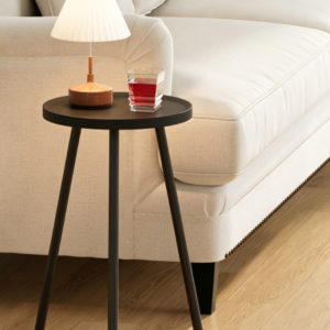 Two-Tier Round Side Table with Tapered Legs