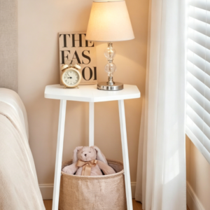 Side Table with Round Storage Basket